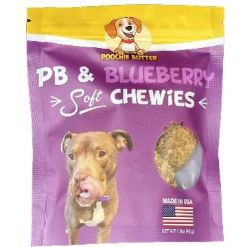 1ea 1.5oz Poochie Butter Peanut Butter + Blueberry Soft Chewies - Treats